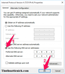Nhập DNS rồi nhấn nút OK để lưu lại Nhập DNS rồi nhấn nút OK để lưu lại
