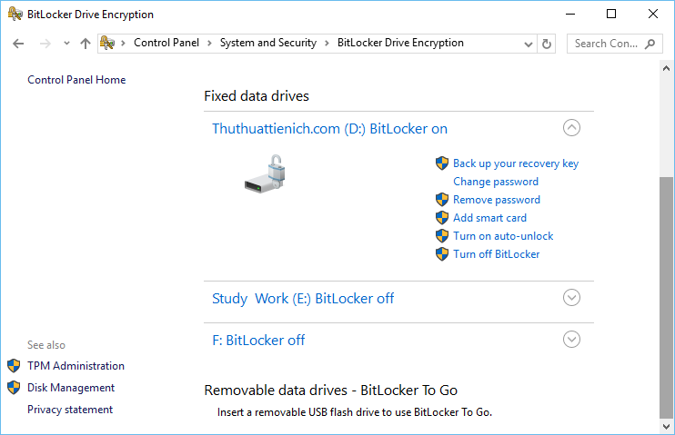 واجهة إدارة BitLocker