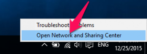 Nhấn chuột phải vào biểu tượng wifi trên thanh taskbar chọn Open Network and Sharing Center Nhấn chuột phải vào biểu tượng wifi trên thanh taskbar chọn Open Network and Sharing Center