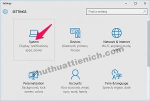 Chọn System Chọn System