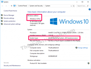 Lúc này bạn sẽ xem được phiên bản windows và system type Lúc này bạn sẽ xem được phiên bản windows và system type