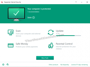 Giao diện Kaspersky Internet Security sau khi nâng cấp Giao diện Kaspersky Internet Security sau khi nâng cấp