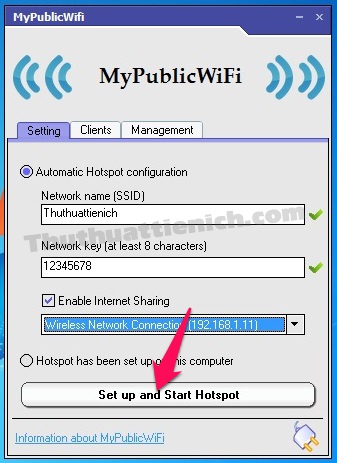 Phần mềm phát wifi MyPublicWiFi