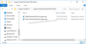 Chạy các tập tin tương ứng để ẩn hoặc hiện thông tin tại màn hình đăng nhập Windows Chạy các tập tin tương ứng để ẩn hoặc hiện thông tin tại màn hình đăng nhập Windows