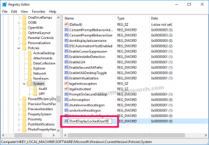Điền tên cho giá trị này là DontDisplayLockedUserID Điền tên cho giá trị này là DontDisplayLockedUserID