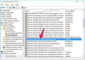 Nhấn đúp chuột vào phần Interactive logon: Do not display last user name Nhấn đúp chuột vào phần Interactive logon: Do not display last user name