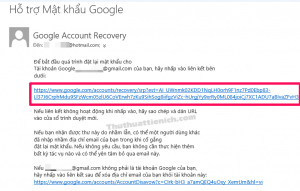 Nhấn vào liên kết đặt lại mật khẩu trong email của Google Nhấn vào liên kết đặt lại mật khẩu trong email của Google