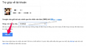 Nhập mã xác minh rồi nhấn nút Tiếp tục Nhập mã xác minh rồi nhấn nút Tiếp tục