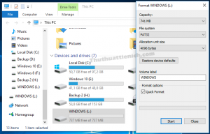 Format bằng trình Format của Windows cũng không được Format bằng trình Format của Windows cũng không được