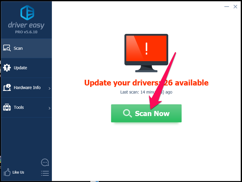 Chạy phần mềm Driver Easy. Nhấn nút Scan Now
