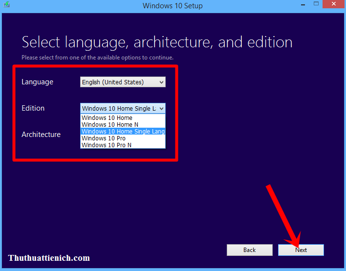 Hướng dẫn tải bộ cài Windows 10 (Pro, Home, Single Language) bằng tool hỗ trợ của Microsoft