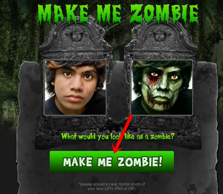 Nhấn nút Make me Zombie!