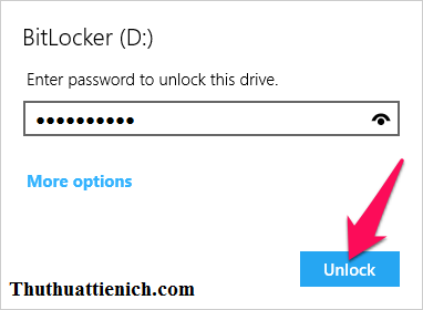 Nhập mật khẩu rồi nhấn nút Unlock