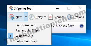 CÃ¡c tÃ¹y chá»n chá»¥p áº£nh mÃ n hÃ¬nh vá»i cÃ´ng cá»¥ Snipping Tool