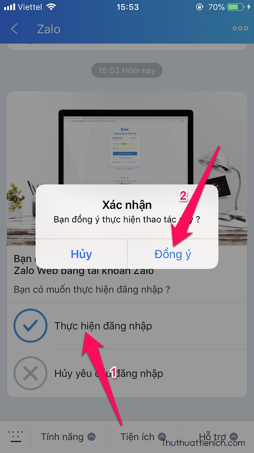 Nhấn nút Thực hiện đăng nhập → Đồng ý