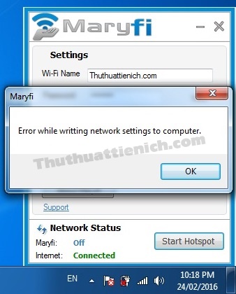 Lỗi Error while writting network settings to computer