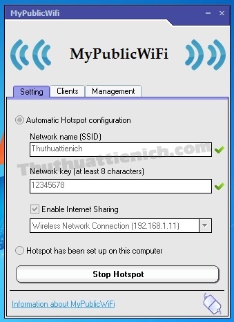Phát Wifi thành công
