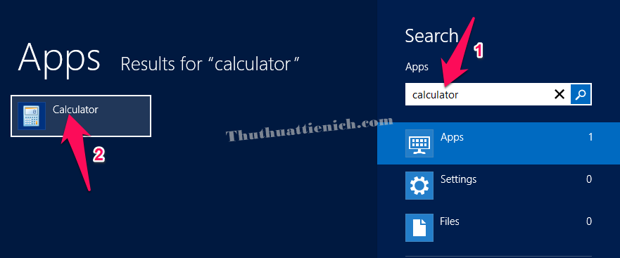 Nhấn tổ hợp phím Windows + F, nhập từ khóa Calculator vào khung tìm kiếm. Lúc này bạn sẽ thấy công cụ Calculator