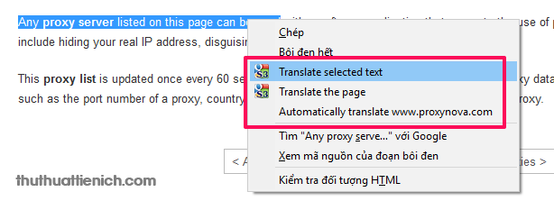 Dịch cả trang web bằng cách nhấn chuột phải chọn Translate the page