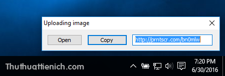 After successfully uploading the image, you will see the path of the image with 2 options Open and Copy
