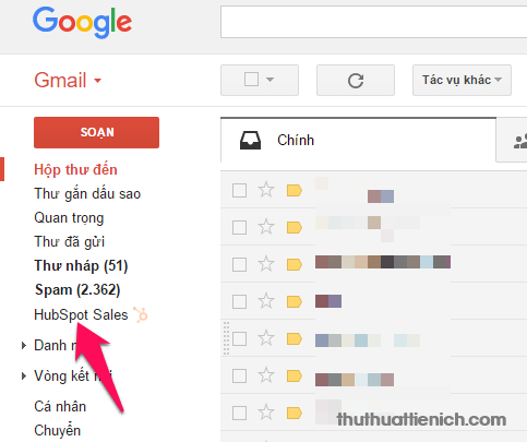 Kiểm tra bằng cách nhấn vào phần Hubspot Sales trong menu bên trái của Gmail