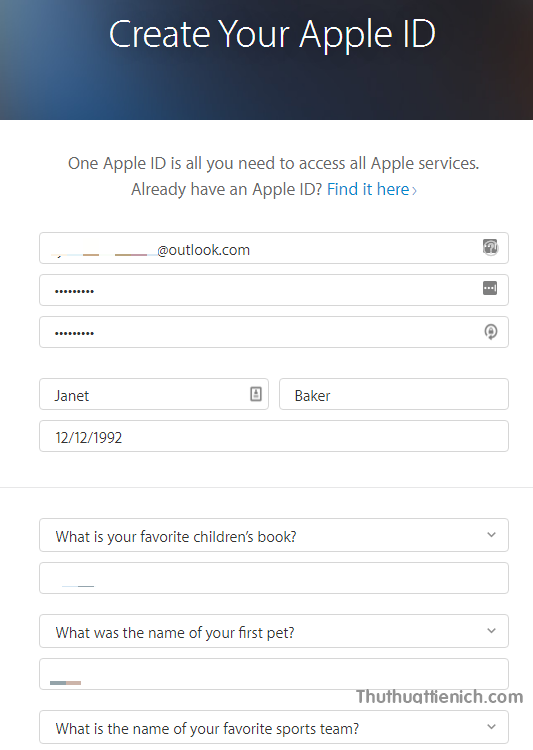 Đăng ký một tài khoản Apple ID dành cho Store US
