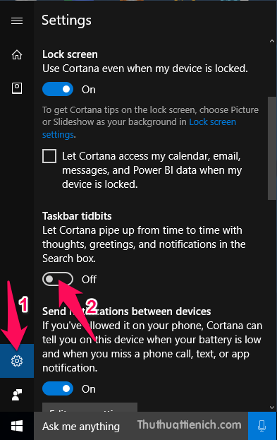 Không cho phép Cortana "nảy lên" trên thanh Taskbar