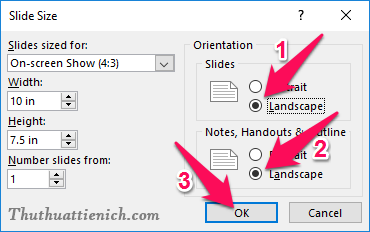 Select Landscape and then press the OK button to save