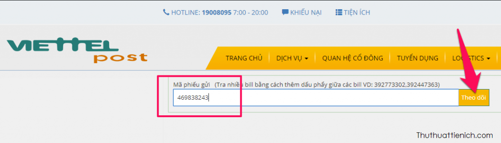 Cách tra cứu vận đơn, định vị hành trình bưu phẩm gửi đi bằng Viettel Post