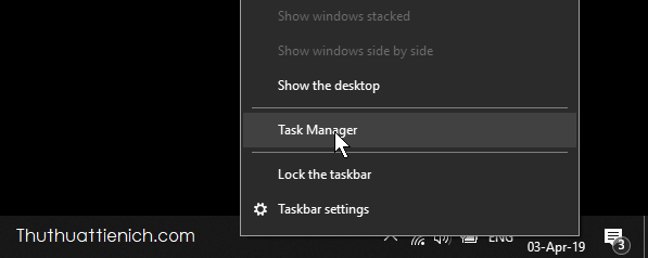 Mở Taskmanager