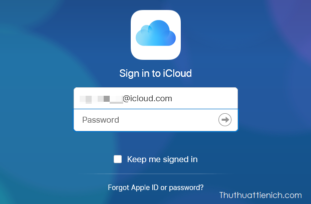 Đăng nhập với tài khoản và mật khẩu iCloud của bạn