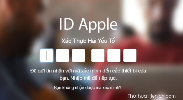 Nhập mã xác minh vào trang xác thực Apple ID trên máy tính để tiếp tục đăng nhập