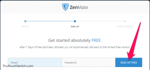 Đăng ký một tài khoản ZenMate