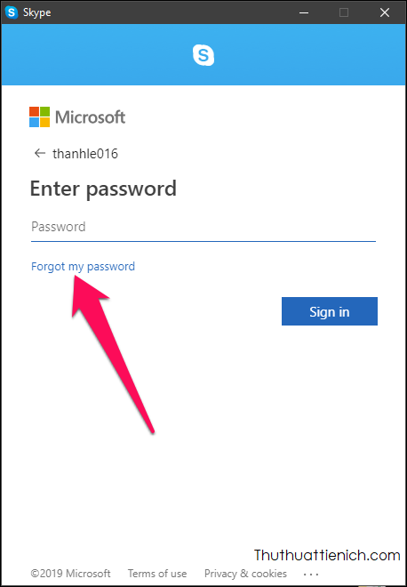 Nhấn tiếp vào dòng Forgot password