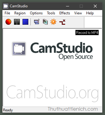 Giao diện phần mềm CamStudio