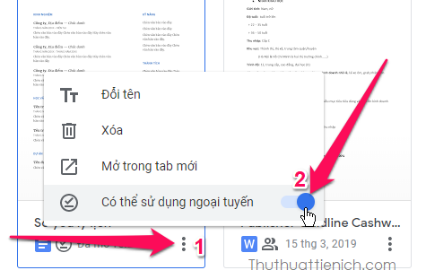 Để có thể sử dụng offline của một tài liệu Google Docs cụ thể bạn cần kích hoạt thủ công