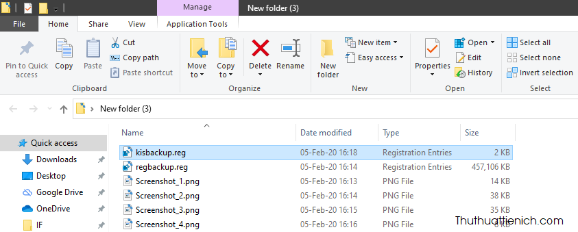 Sao khi quá trình tạo file backup hoàn tất, bạn sẽ thấy một file *.reg trong thư mục chọn ở trên