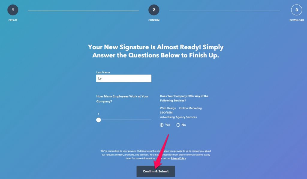 Sau khi mọi thứ hoàn thành bạn nhấn nút Create Signature