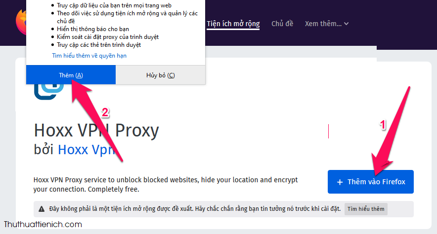 Cài đặt tiện ích mở rộng Hoxx VPN Proxy