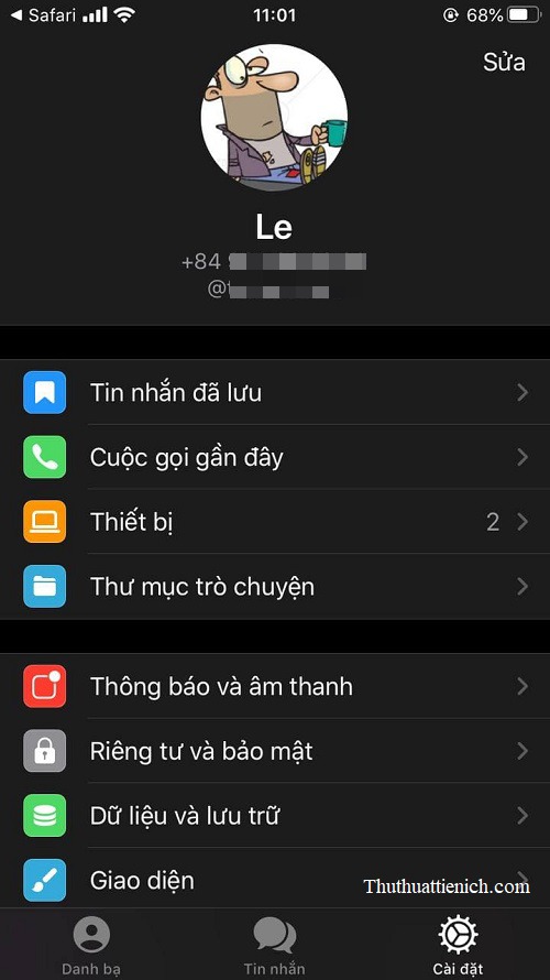 Ngôn ngữ của ứng dụng Telegram sẽ được đổi ngay lập tức qua tiếng Việt