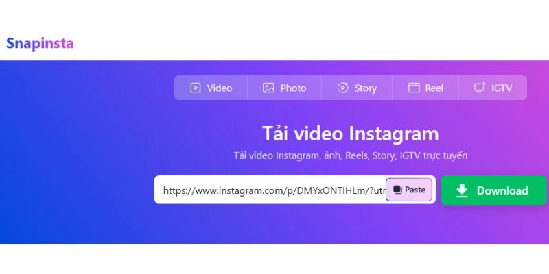 Review công cụ tải video Instagram phổ biến SnapInsta